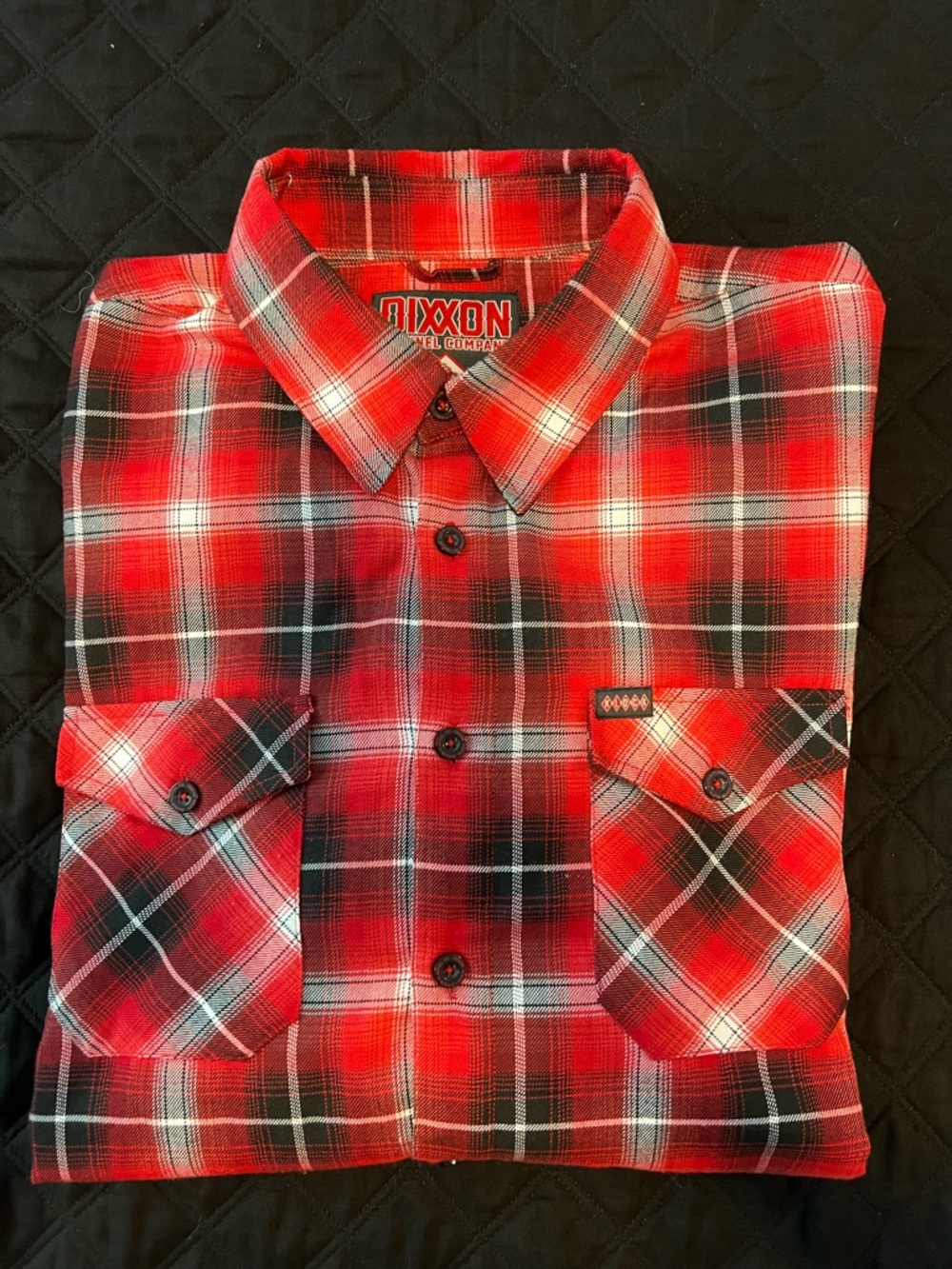 DIXXON Red Plaid Button-Down Shirt with Black and White Accents